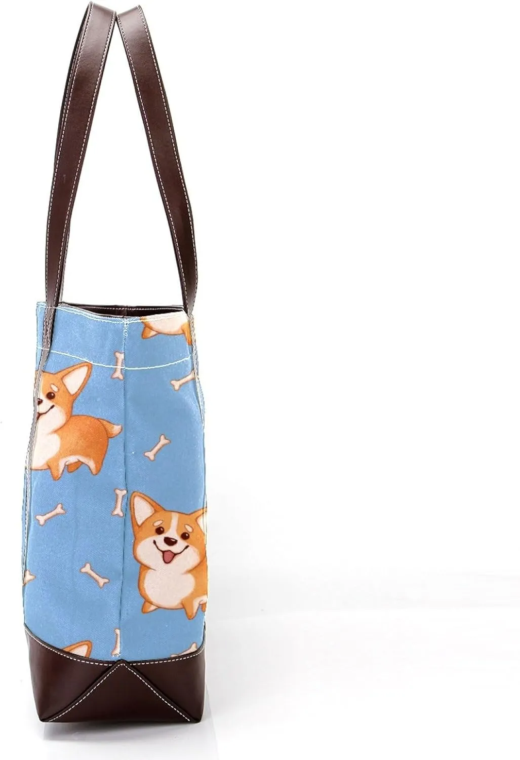 Blue Corgi Dog Fashion Leather Purse Bag for Women Top Handle Ladies Shoulder Bags with Pockets Zipper
