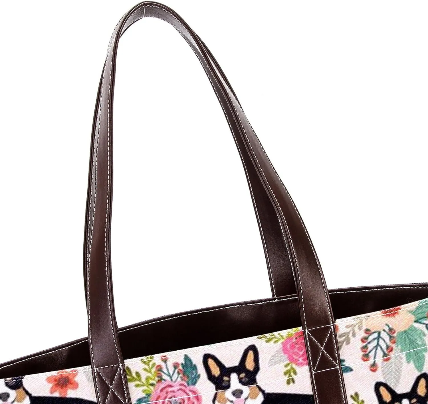 Blue Corgi Dog Fashion Leather Purse Bag for Women Top Handle Ladies Shoulder Bags with Pockets Zipper
