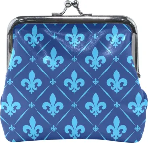 Blue Lily Chic Coin Purse Holder Women Leather Buckle Kiss Lock Change Pouch Wallet