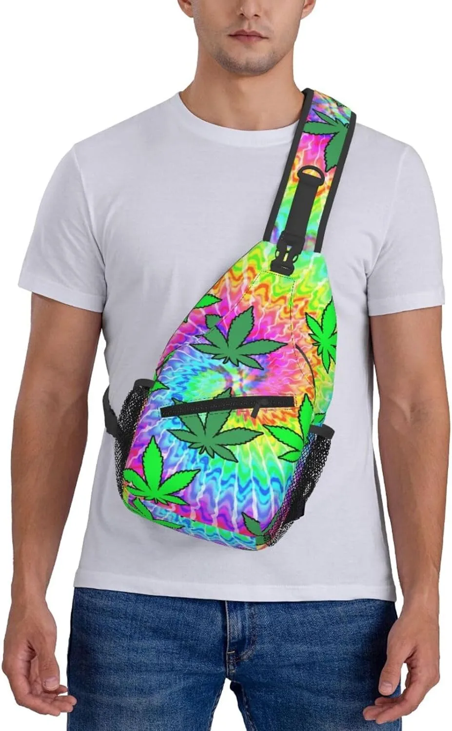 Blue Tie Dye Crossbody Bags Men Cross Chest Bag Women Adjustable Sling Backpack Shoulder Bag