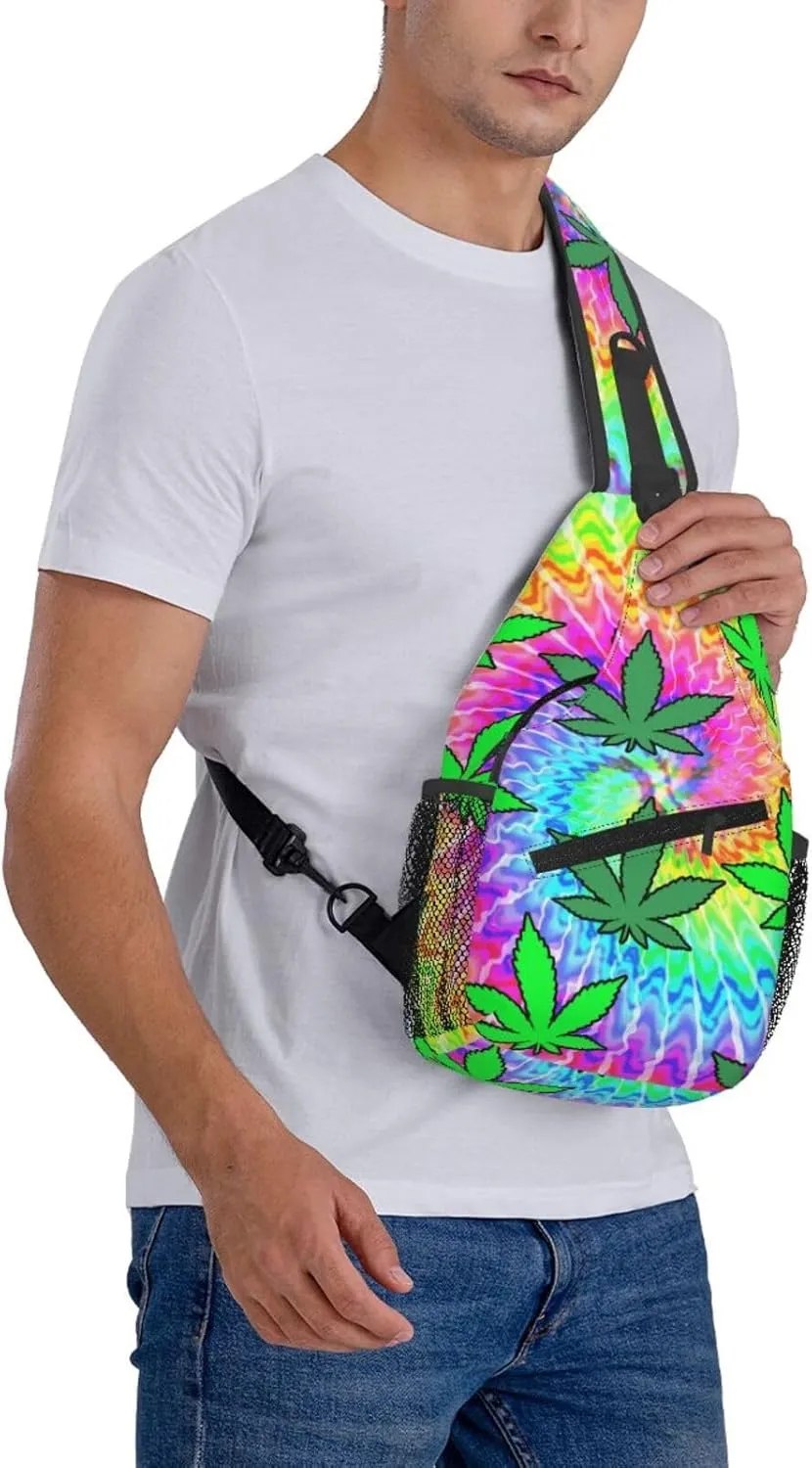 Blue Tie Dye Crossbody Bags Men Cross Chest Bag Women Adjustable Sling Backpack Shoulder Bag