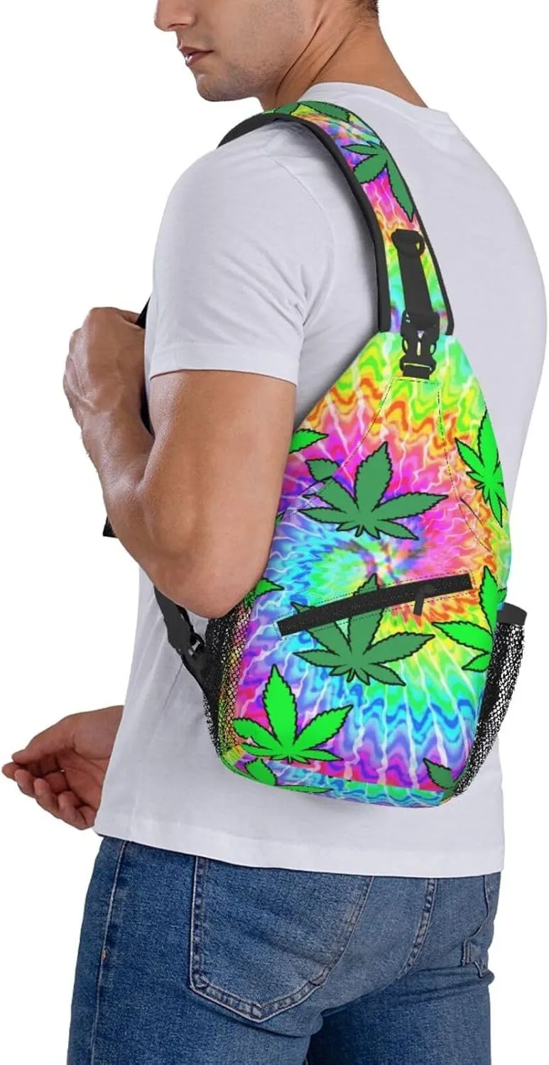 Blue Tie Dye Crossbody Bags Men Cross Chest Bag Women Adjustable Sling Backpack Shoulder Bag