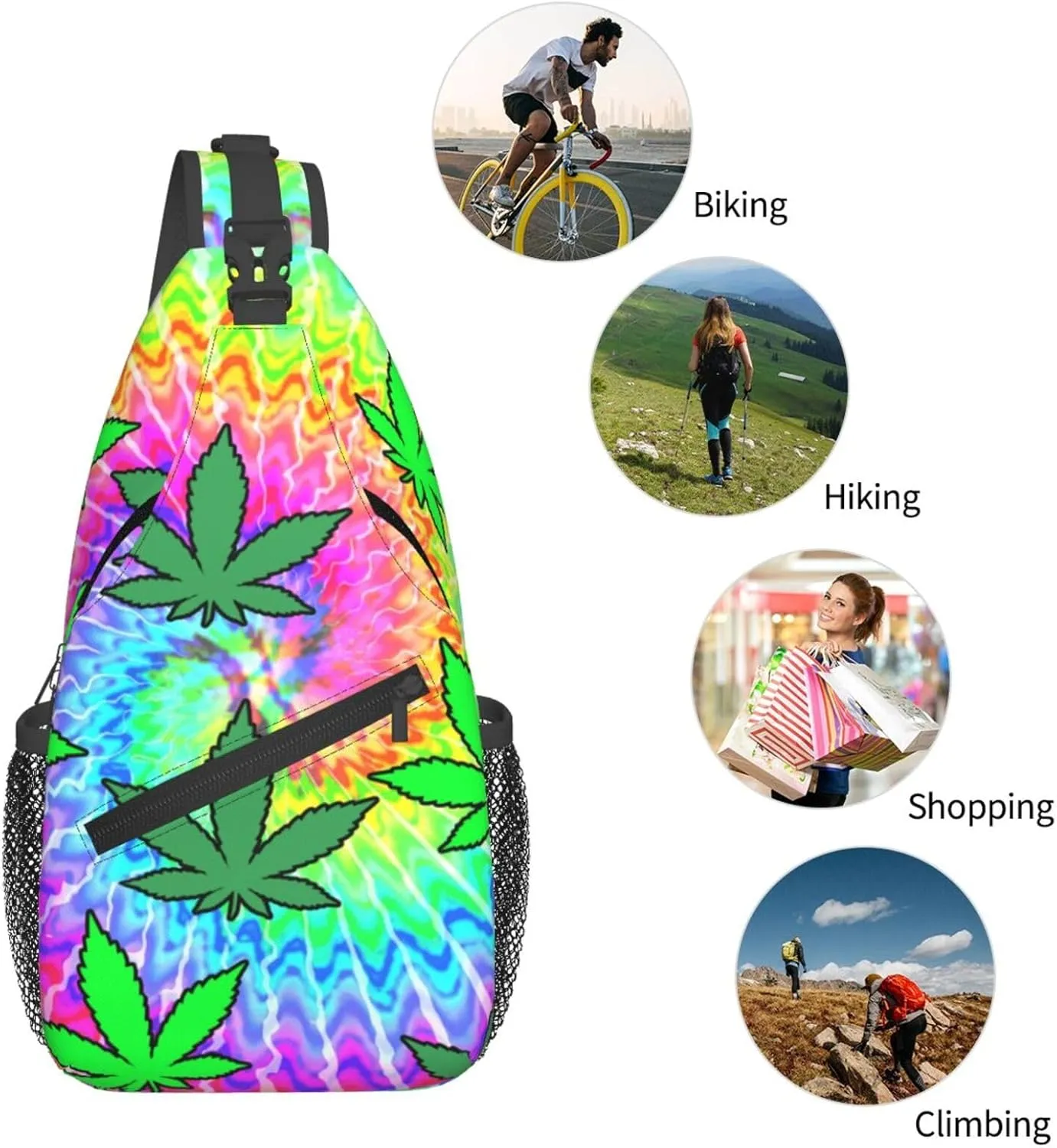 Blue Tie Dye Crossbody Bags Men Cross Chest Bag Women Adjustable Sling Backpack Shoulder Bag