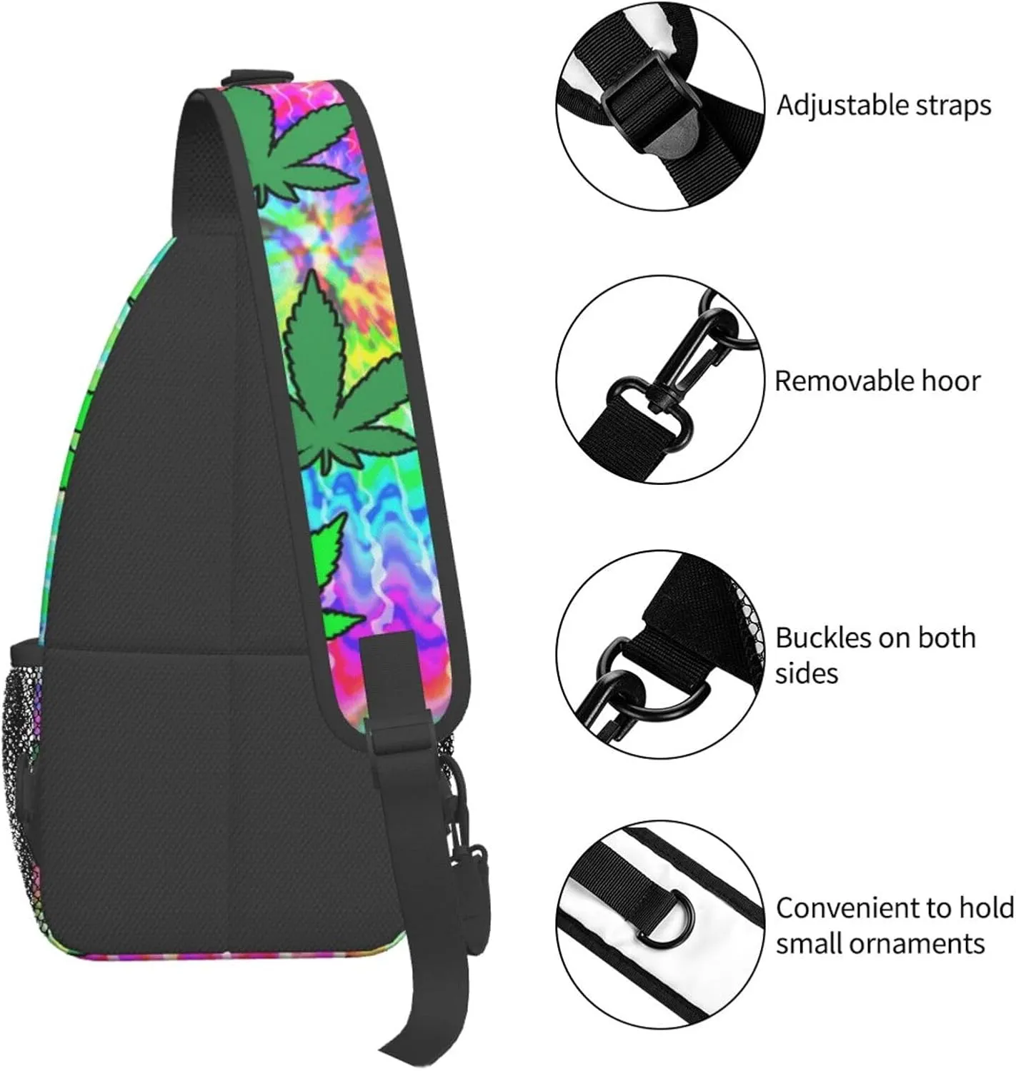 Blue Tie Dye Crossbody Bags Men Cross Chest Bag Women Adjustable Sling Backpack Shoulder Bag