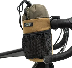 Bongo Bike Handlebar Bag - Water Resistant & Durable Fabric Bicycle Water Bottle Holder, Secure Attachment Bikepacking Stem Bag, Front Biking Storage, Bike Organizer for Cycling - Coyote