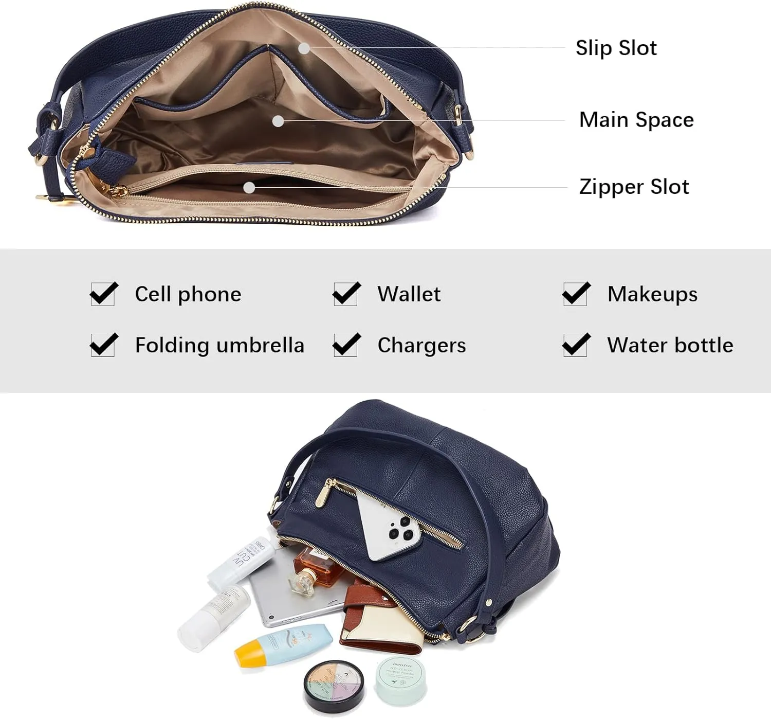 BOSTANTEN Purses for Women Vegan Leather Shoulder Bag Designer Ladies Hobo Handbags Pocketbooks