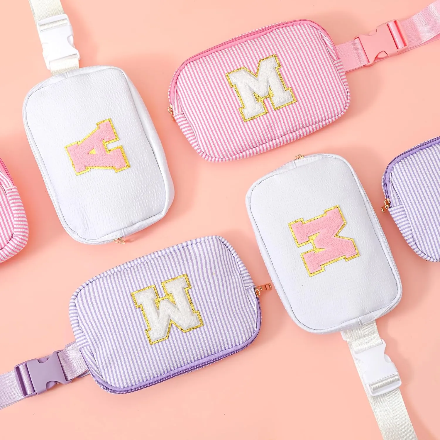 Boulder Bee Belt Bag with Initial Letter, Stylish Fanny Pack for Teenager Girls, Cute Trendy Stuff, Crossbody Bags, Birthday Gifts Bag, Christmas Gift(Pink, Letter C)