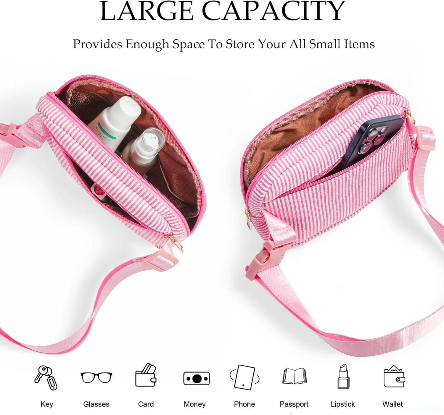 Boulder Bee Belt Bag with Initial Letter, Stylish Fanny Pack for Teenager Girls, Cute Trendy Stuff, Crossbody Bags, Birthday Gifts Bag, Christmas Gift(Pink, Letter C)
