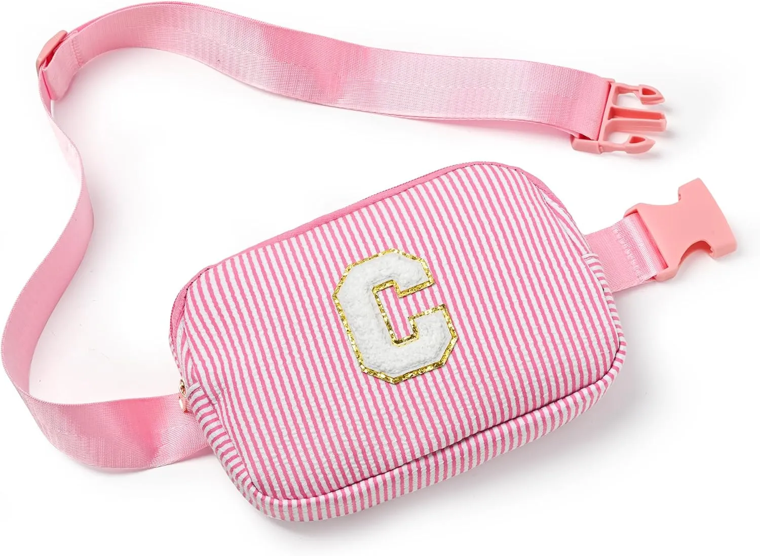 Boulder Bee Belt Bag with Initial Letter, Stylish Fanny Pack for Teenager Girls, Cute Trendy Stuff, Crossbody Bags, Birthday Gifts Bag, Christmas Gift(Pink, Letter C)