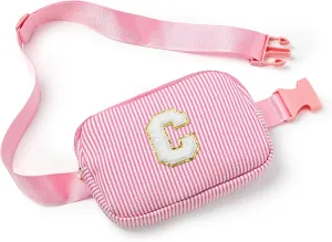 Boulder Bee Belt Bag with Initial Letter, Stylish Fanny Pack for Teenager Girls, Cute Trendy Stuff, Crossbody Bags, Birthday Gifts Bag, Christmas Gift(Pink, Letter C)