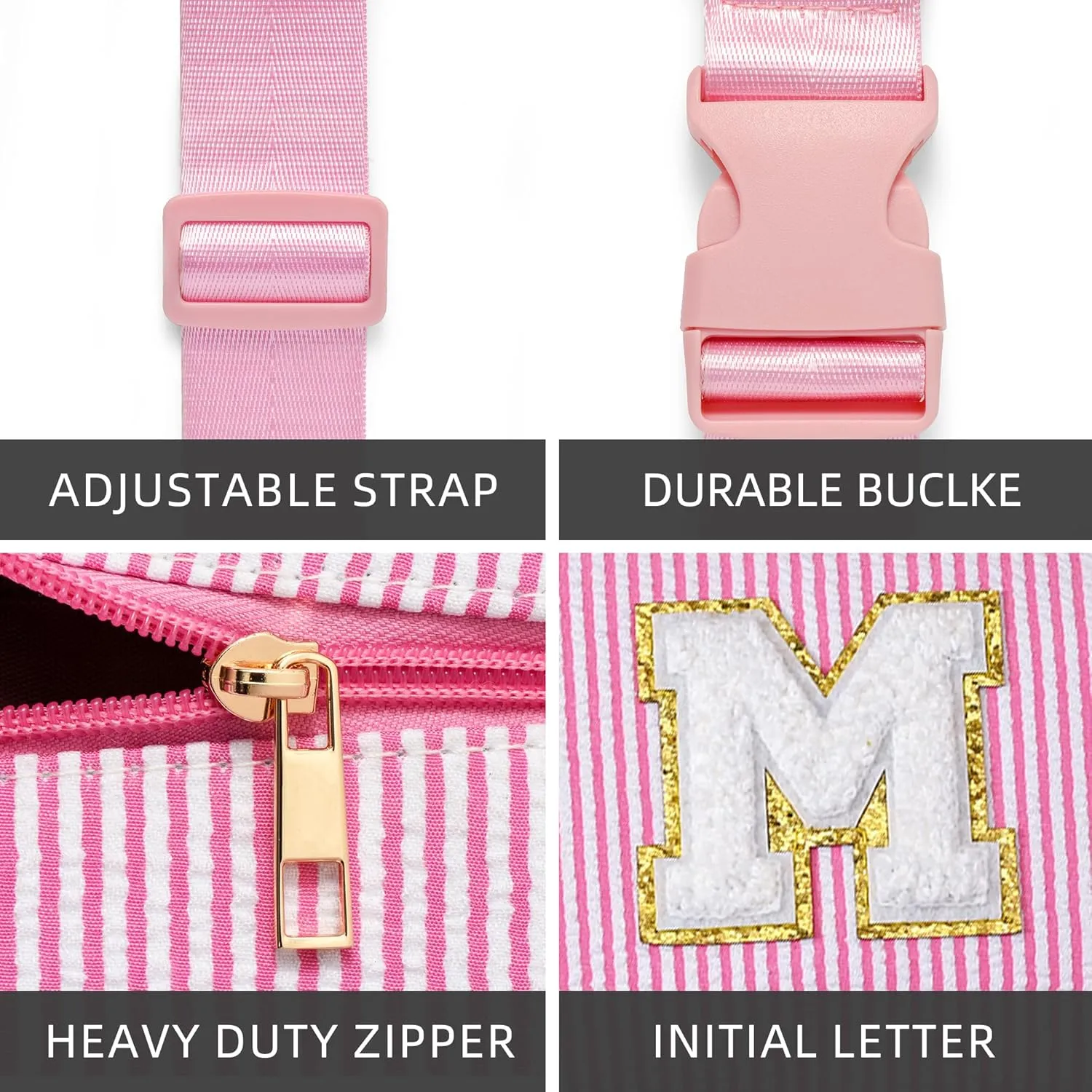 Boulder Bee Belt Bag with Initial Letter, Stylish Fanny Pack for Teenager Girls, Cute Trendy Stuff, Crossbody Bags, Birthday Gifts Bag, Christmas Gift(Pink, Letter C)