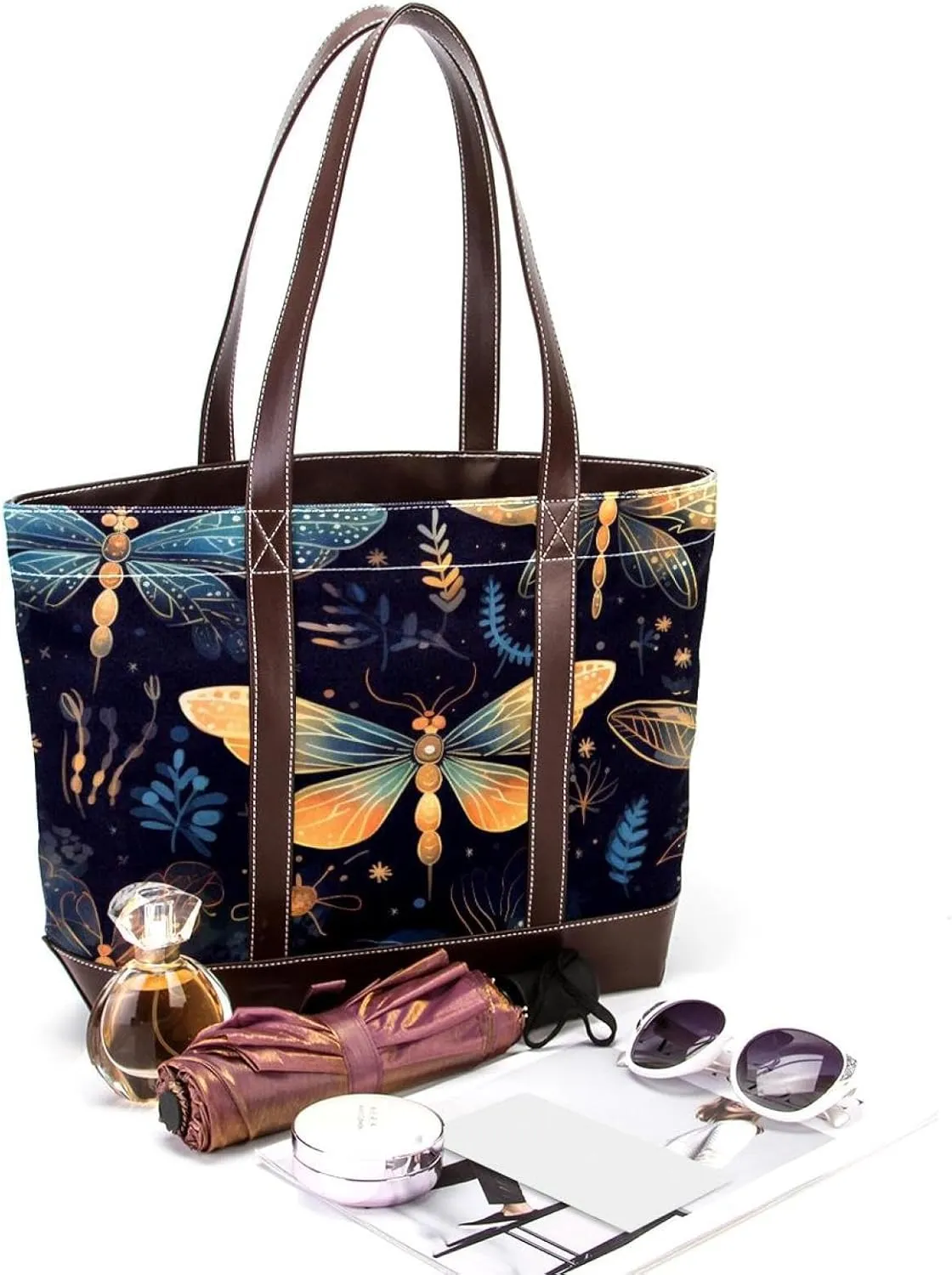 Bright Fireflies-573 Shoulder Purses for Women Large Soft Washed Leather Purses and Durable Handbags