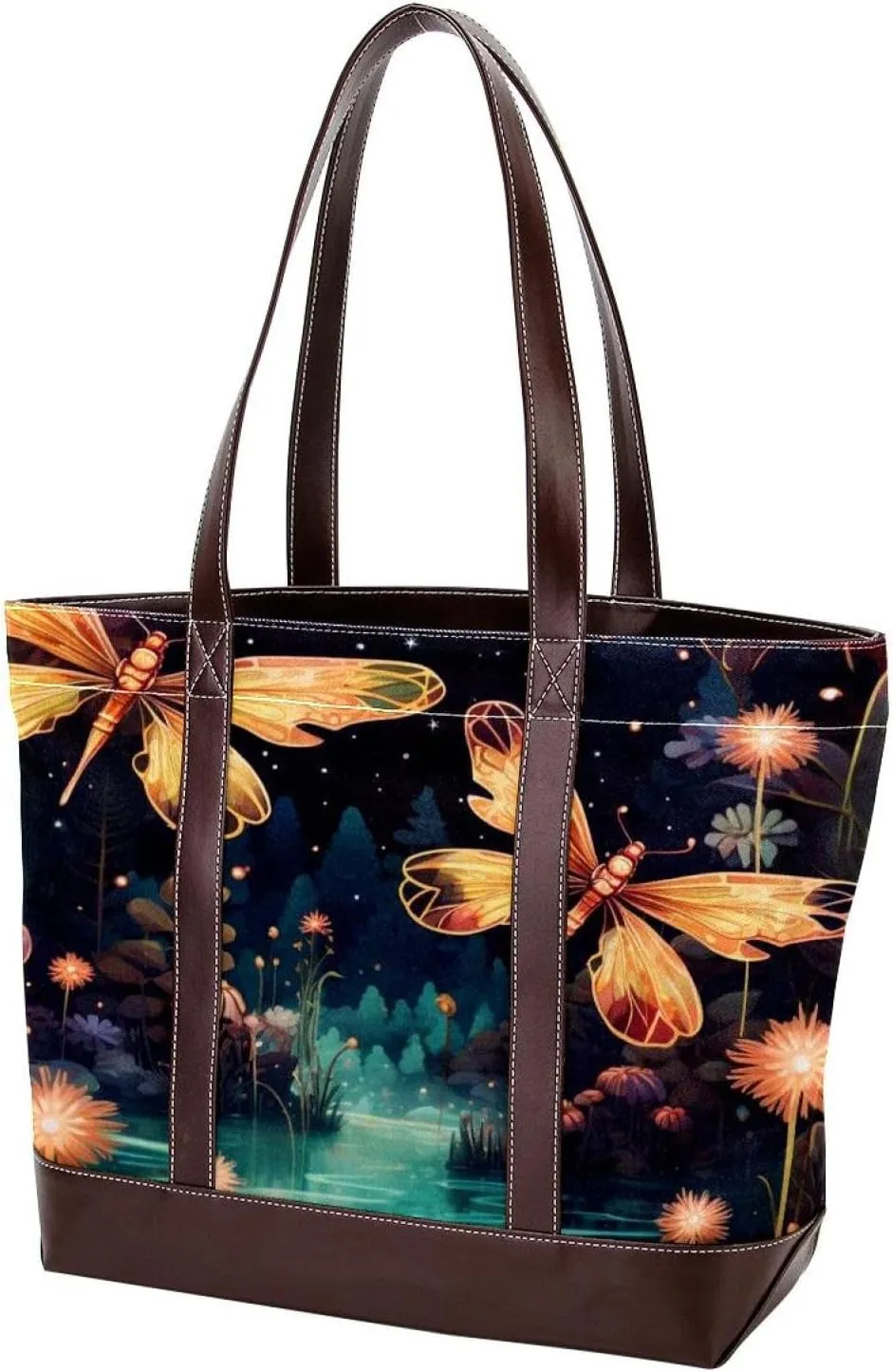 Bright Fireflies-573 Shoulder Purses for Women Large Soft Washed Leather Purses and Durable Handbags