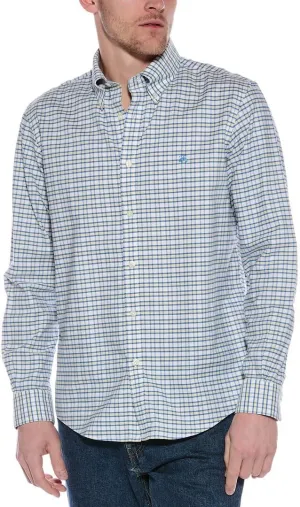 Brooks Brothers Mens Regular Fit All Cotton Mixed Plaid Embroidered Dress Shirt,