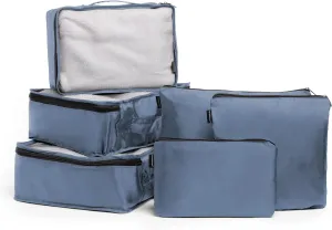 Brookstone Packing Cubes - 6 Piece Compression Packing Cubes for Travel - Tear Resistant Travel Essentials Bag Organizer Set, Denim Blue