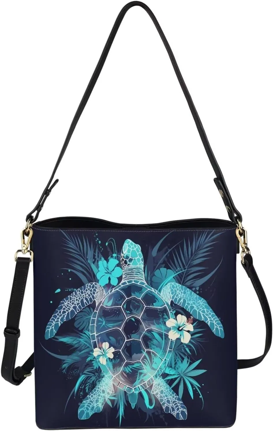 Bucket Bags Purses for Women with Adjustable Strap, Black Cat Print PU Leather Tote Handbags Top Handle Satchel