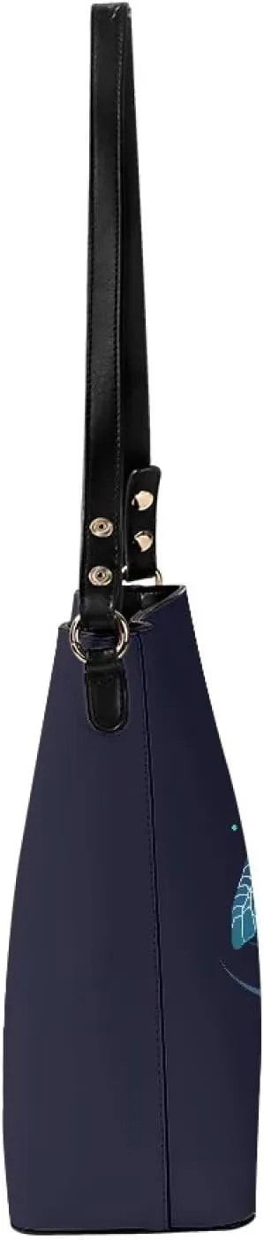 Bucket Bags Purses for Women with Adjustable Strap, Black Cat Print PU Leather Tote Handbags Top Handle Satchel