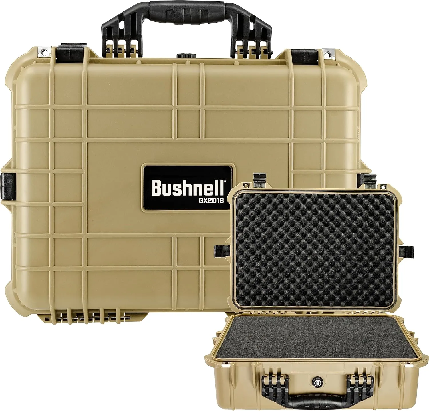Bushnell 20 Inch Large Waterproof Hard Camera Case For Binoculars, Optics, Equipment, Shock Proof, and TSA Ready (Tan)