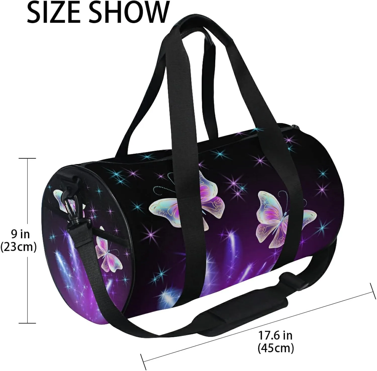 Butterflies Duffel Bag,Canvas Travel Bag for Gym Sports and Overnight