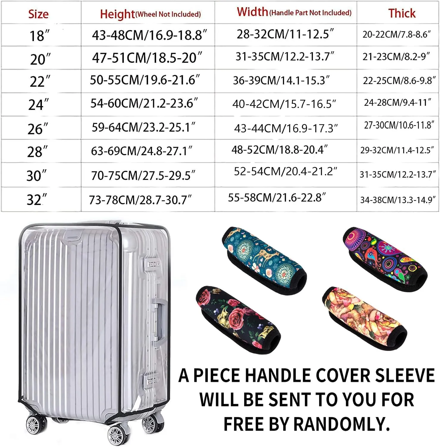 bvya Luggage Protector Suitcase Cover PVC Bag Dust Proof Travel Suitcase with A Luggage Handle Wraps By Randomly Sent