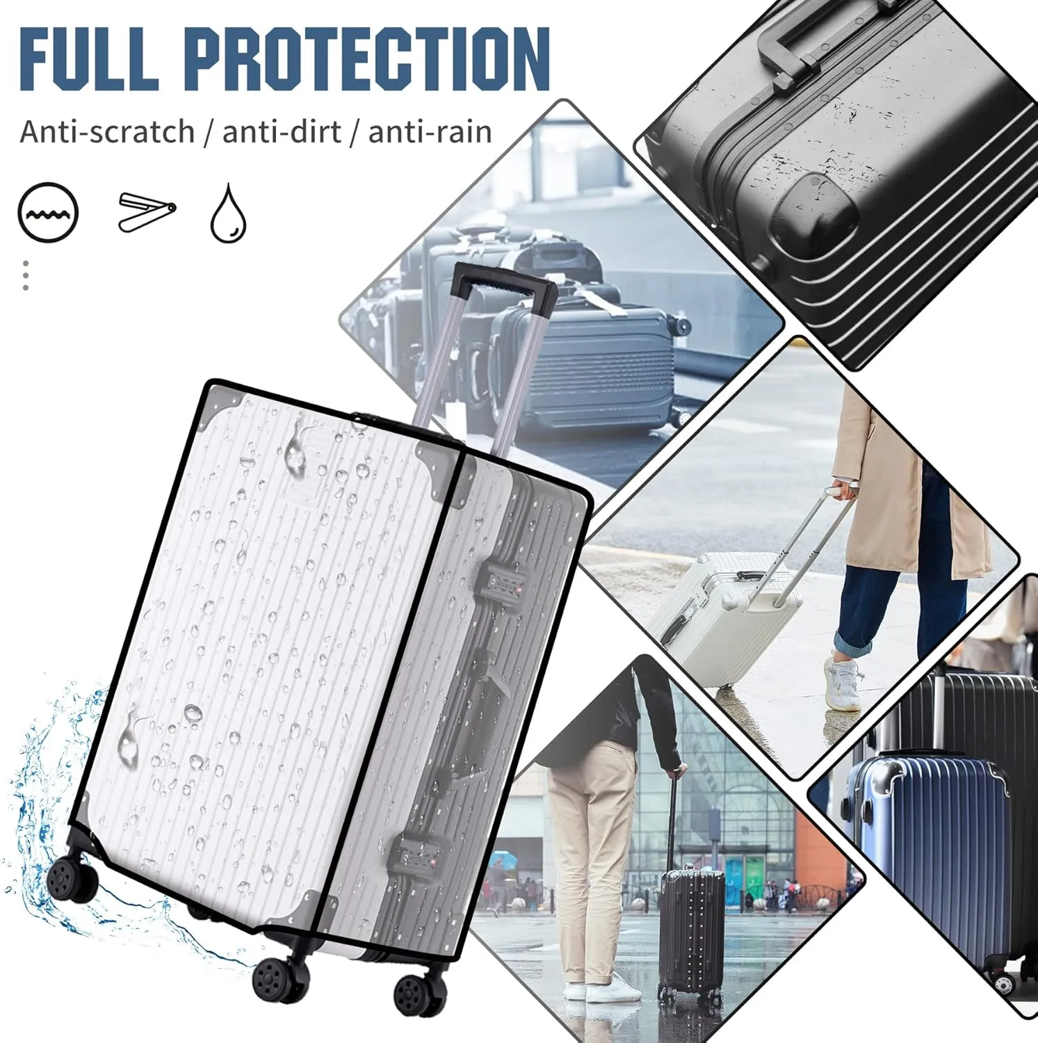 bvya Luggage Protector Suitcase Cover PVC Bag Dust Proof Travel Suitcase with A Luggage Handle Wraps By Randomly Sent