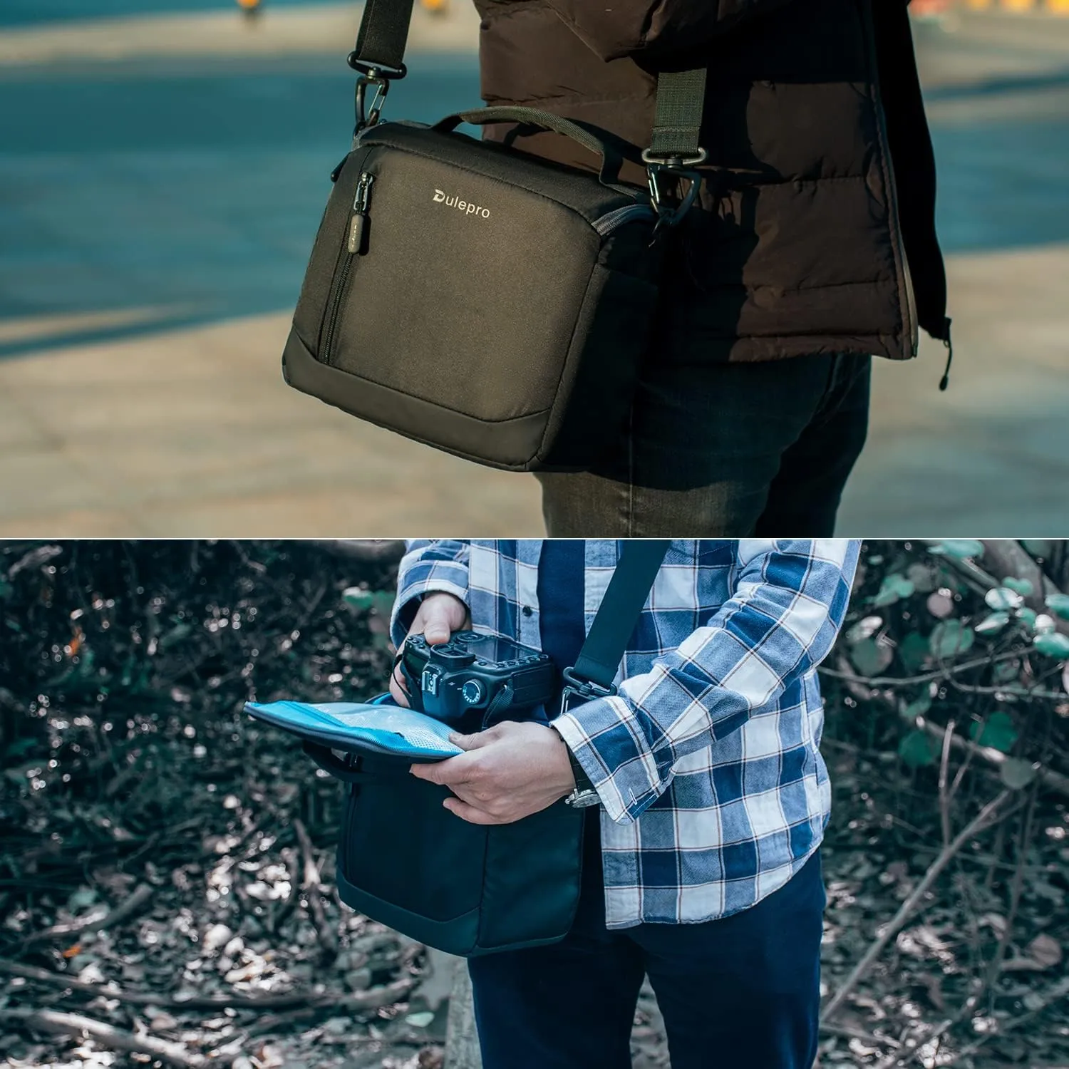 Camera Bag, DSLR/SLR/Mirrorless Portable Camera Shoulder Bag Waterproof Anti-shock Camera Case Bag with Removable Padded Dividers, Compatible with Nikon, Canon, Sony