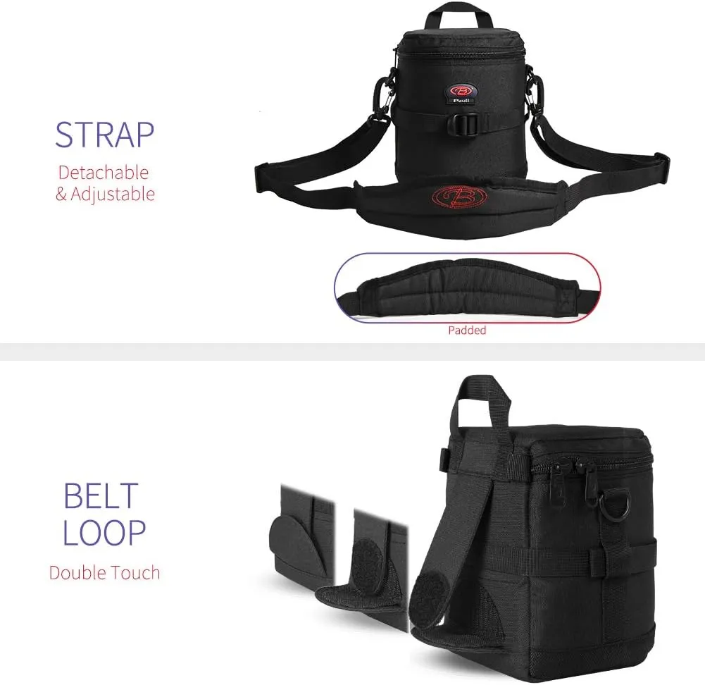 Camera Lens Case DSLR Camera Lens Bag Fits for Canon Nikon Pentax Sony Olympus Panasonic and Other Camera Lens