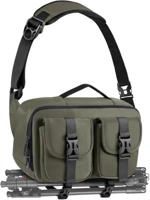 Camera Sling Bag,Lightweight SLR/DSLR Camera Case with Tripod Holder,Waterproof Camera Shoulder Crossbody Bag for Photographers(Green)
