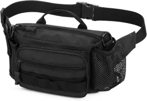 CamGo Tactical Fanny Pack Portable Military Waist Bum Bag for Men Women (#R-Black)