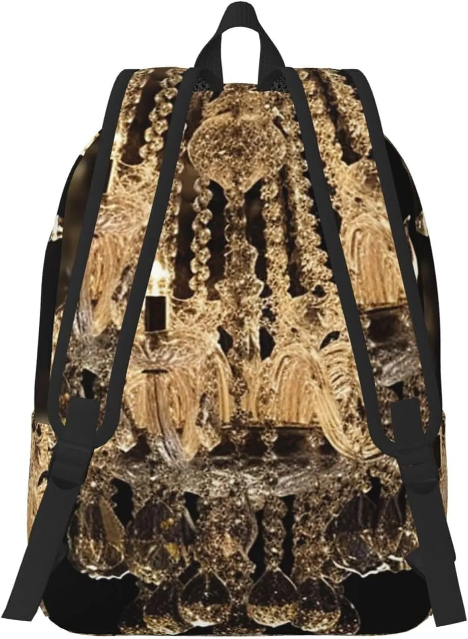 Canvas Backpack Gorgeous Crystal Chandelier Travel Laptop Backpack Casual Daypack Carry On Rucksack for Men Women Small
