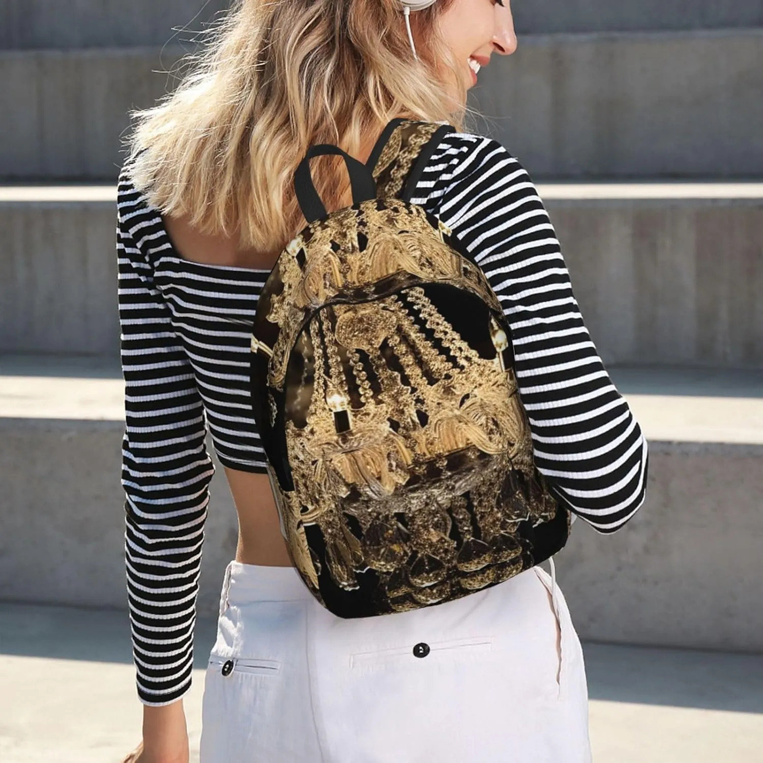 Canvas Backpack Gorgeous Crystal Chandelier Travel Laptop Backpack Casual Daypack Carry On Rucksack for Men Women Small