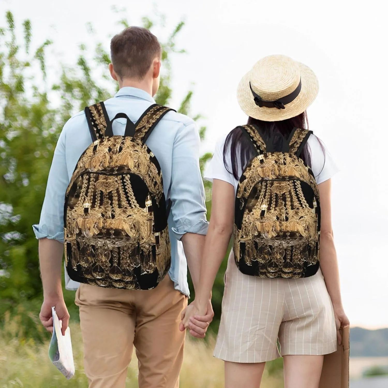 Canvas Backpack Gorgeous Crystal Chandelier Travel Laptop Backpack Casual Daypack Carry On Rucksack for Men Women Small
