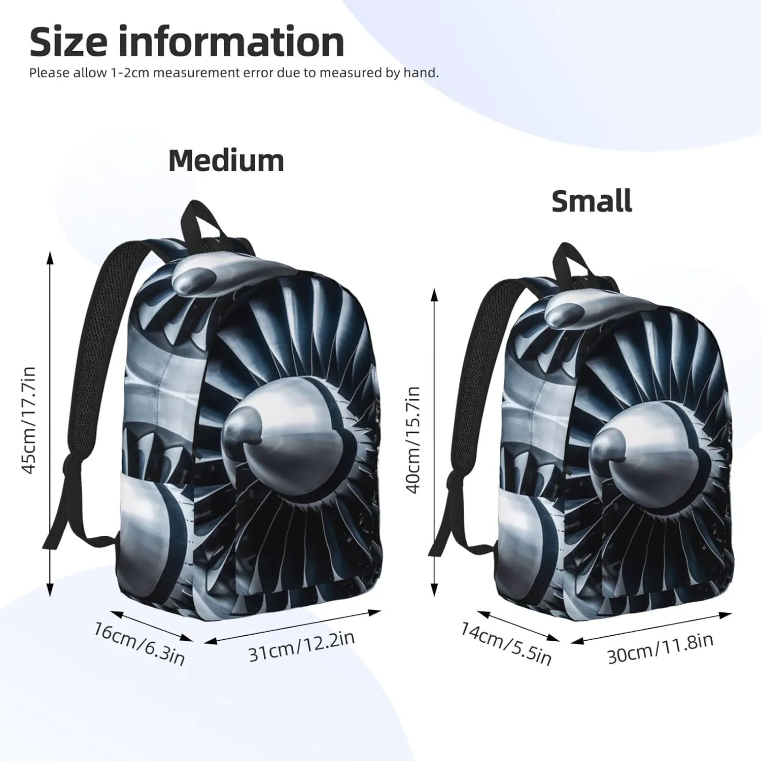 Canvas Backpack Jet Engine Travel Laptop Backpack Casual Daypack Carry On Rucksack for Men Women Small