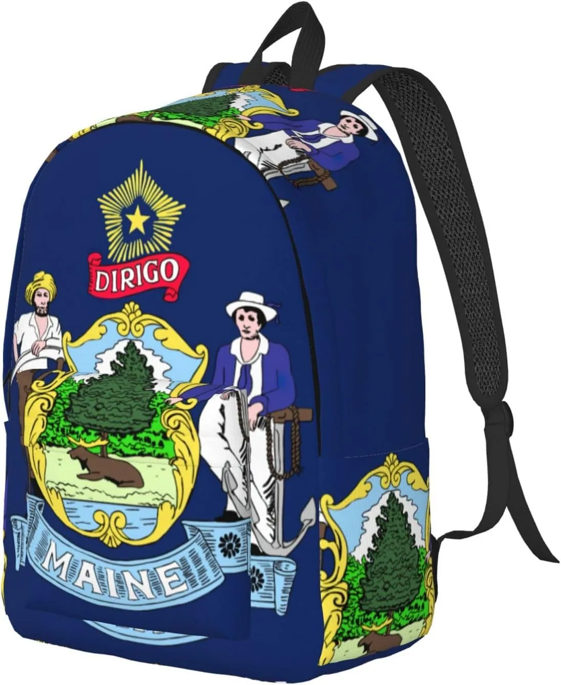 Canvas Fashions Maine State Flag Print Backpacks,Casual Lightweight Sports Rucksack Travel Multipurpose Bag