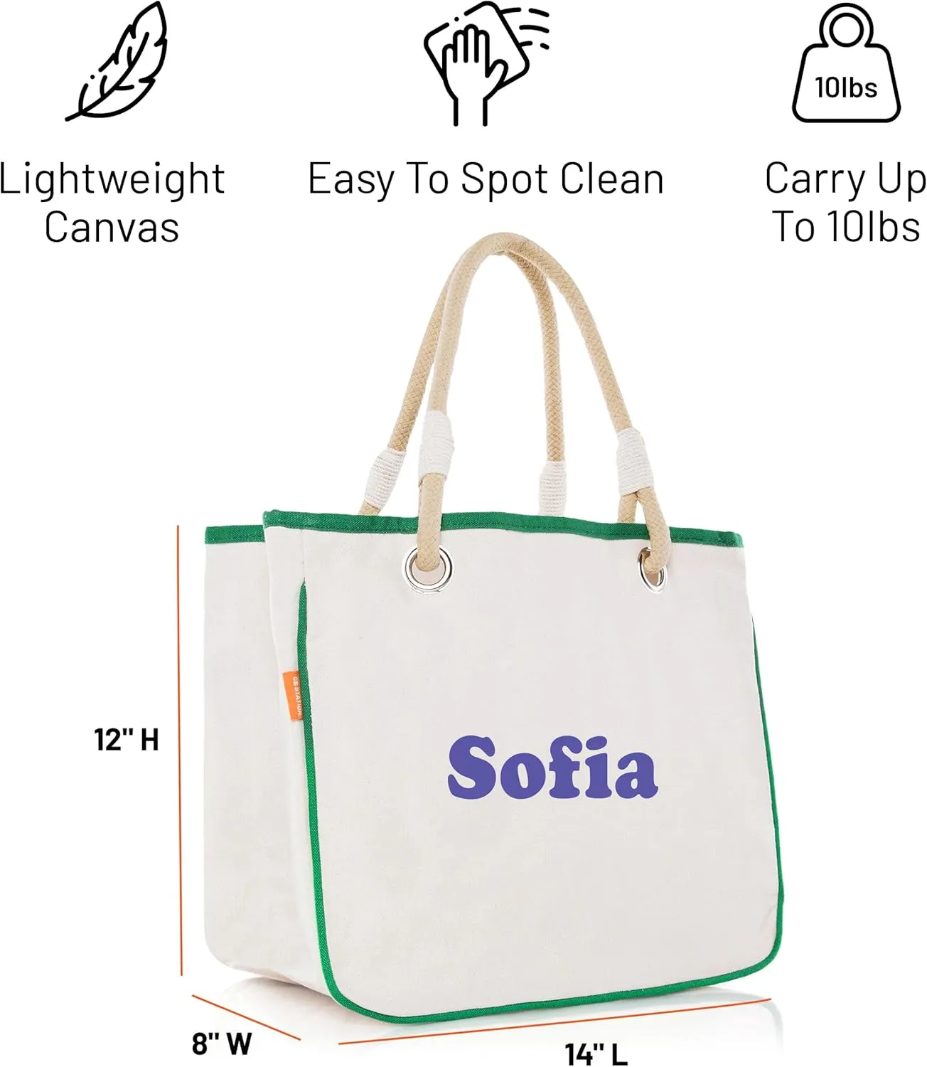 Canvas Rope Handle Tote Bag For Women - Metal Grommets - Perfect For Traveling, Groceries