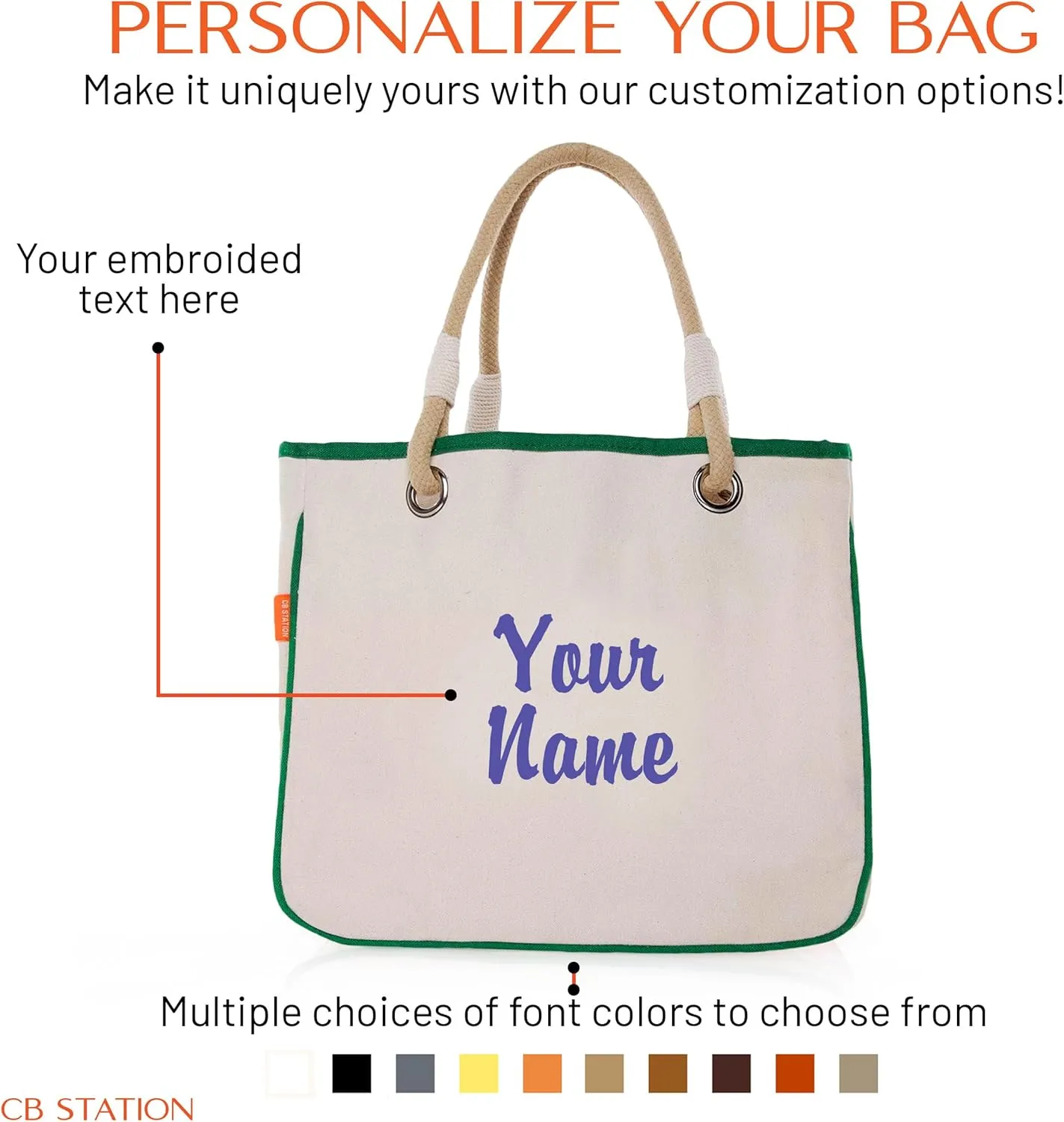 Canvas Rope Handle Tote Bag For Women - Metal Grommets - Perfect For Traveling, Groceries
