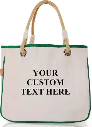 Canvas Rope Handle Tote Bag For Women - Metal Grommets - Perfect For Traveling, Groceries
