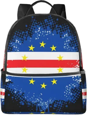 Cape Verde Cape Verdean Flag Casual Backpacks Laptop Backpack Carry-on Daypack Sports Travel Rucksack Lightweight Working Bag for Outdoor Hiking Cycling Walking