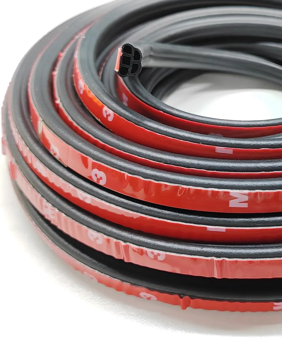 Car Door Rubber Seal Strip, 68.9Ft Double Layer 5-Hole Self-Adhesive Auto Door Soundproofing Weatherstrip, Universal Weather Stripping Door Seal for RV SUV Boat Truck Pickup