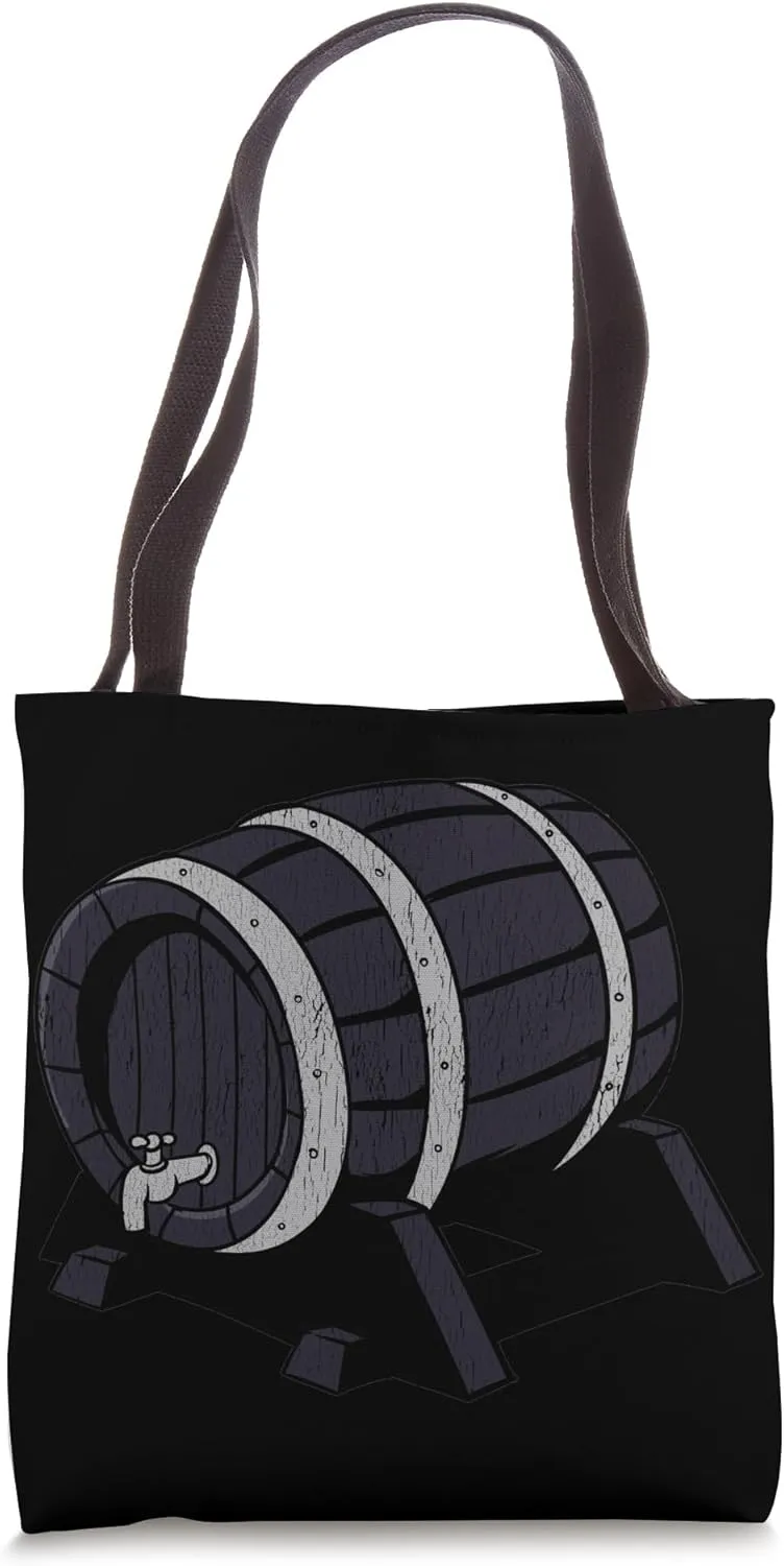 Cartoon Barrel Illustration For Tavern Settings Tote Bag
