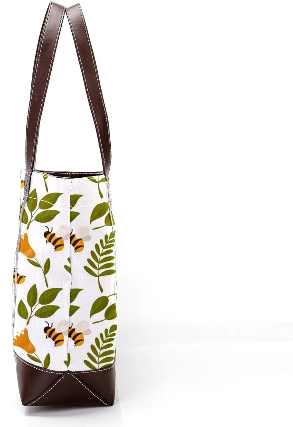 Cartoon Yellow Bee Flying Pattern Fashion Leather Purse Bag for Women Top Handle Ladies Shoulder Bags with Pockets Zipper