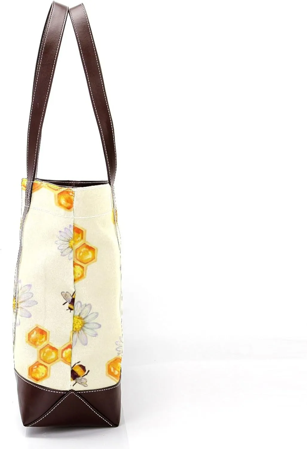Cartoon Yellow Bee Flying Pattern Fashion Leather Purse Bag for Women Top Handle Ladies Shoulder Bags with Pockets Zipper