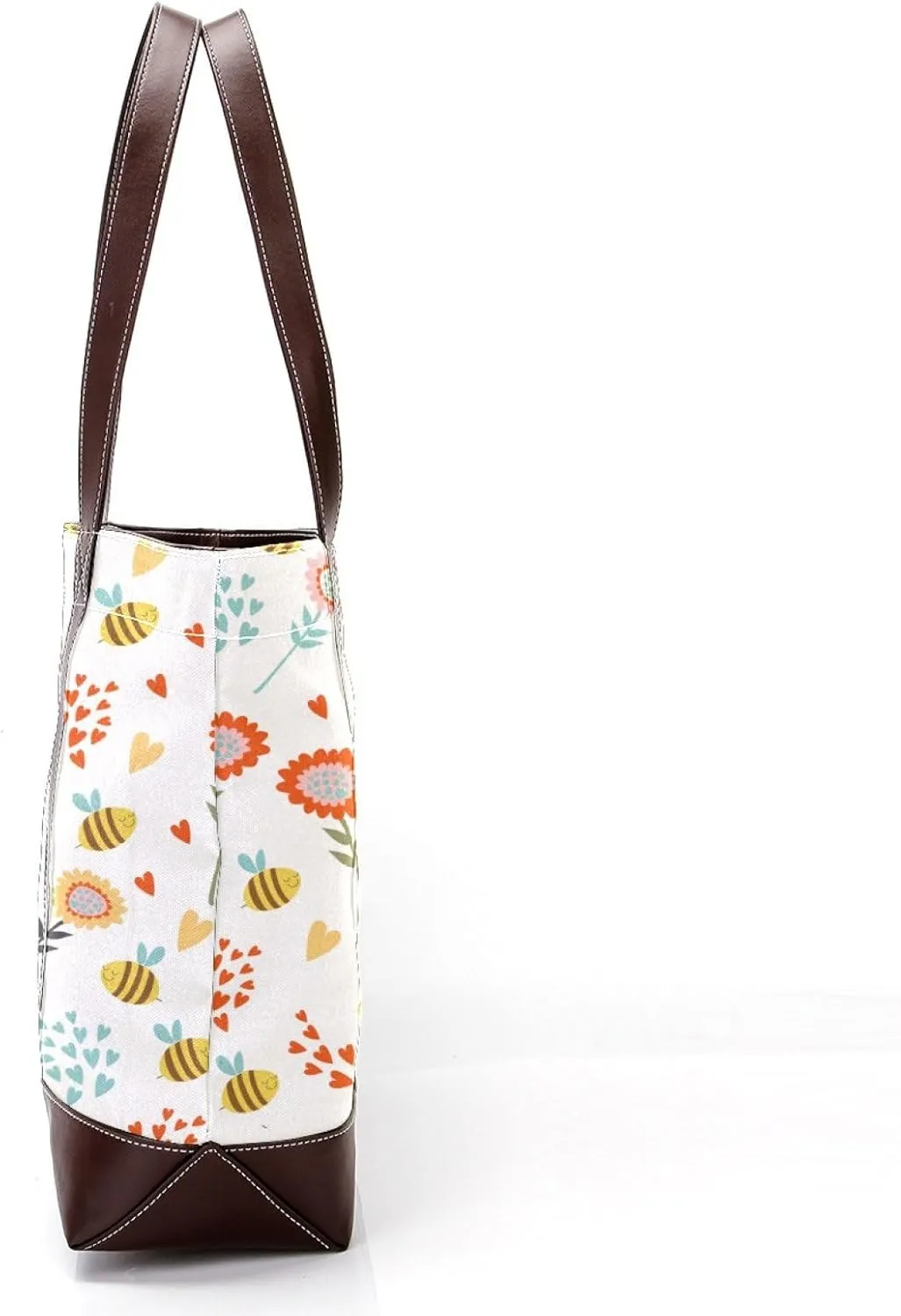 Cartoon Yellow Bee Flying Pattern Fashion Leather Purse Bag for Women Top Handle Ladies Shoulder Bags with Pockets Zipper