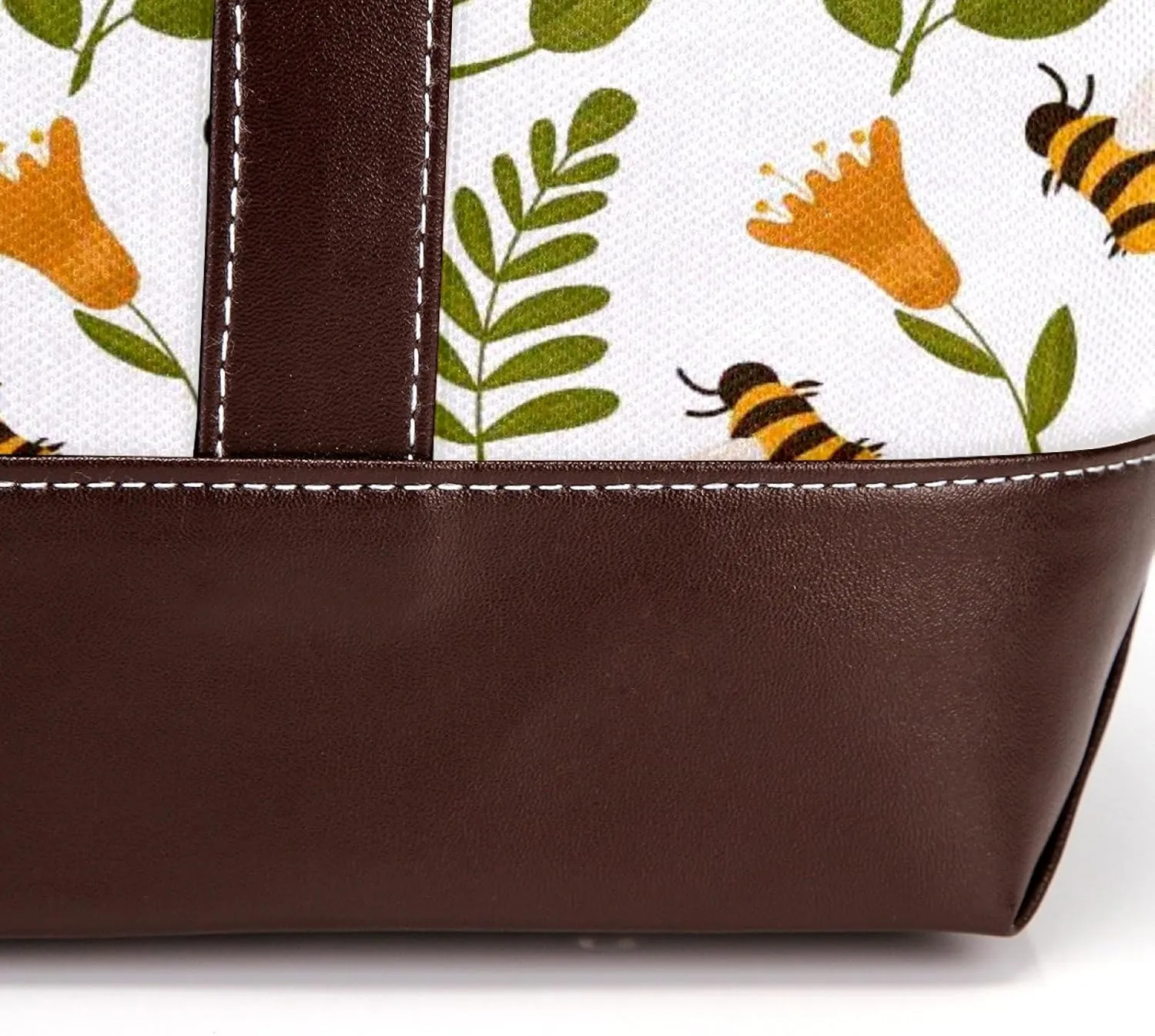 Cartoon Yellow Bee Flying Pattern Fashion Leather Purse Bag for Women Top Handle Ladies Shoulder Bags with Pockets Zipper