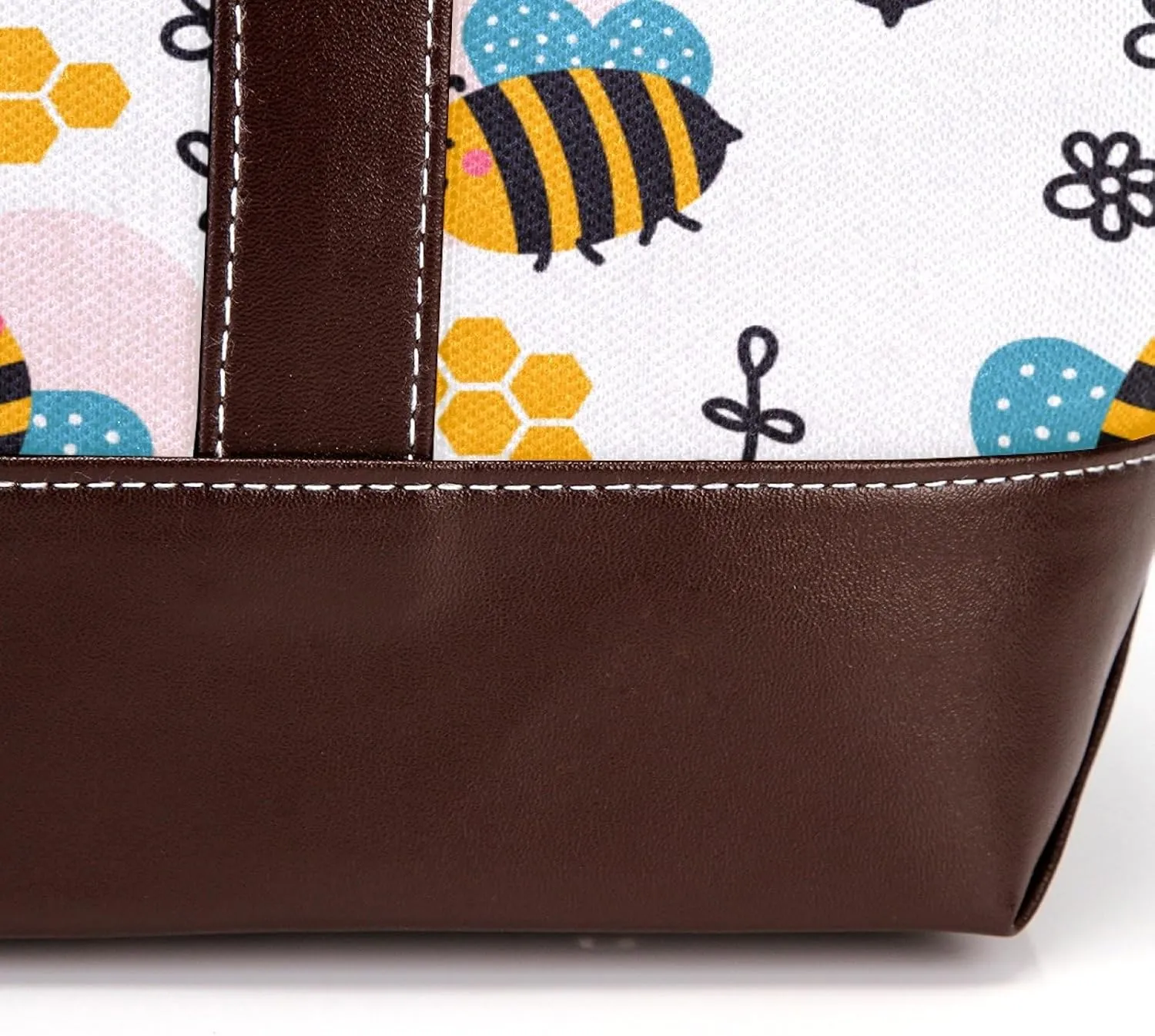 Cartoon Yellow Bee Flying Pattern Fashion Leather Purse Bag for Women Top Handle Ladies Shoulder Bags with Pockets Zipper