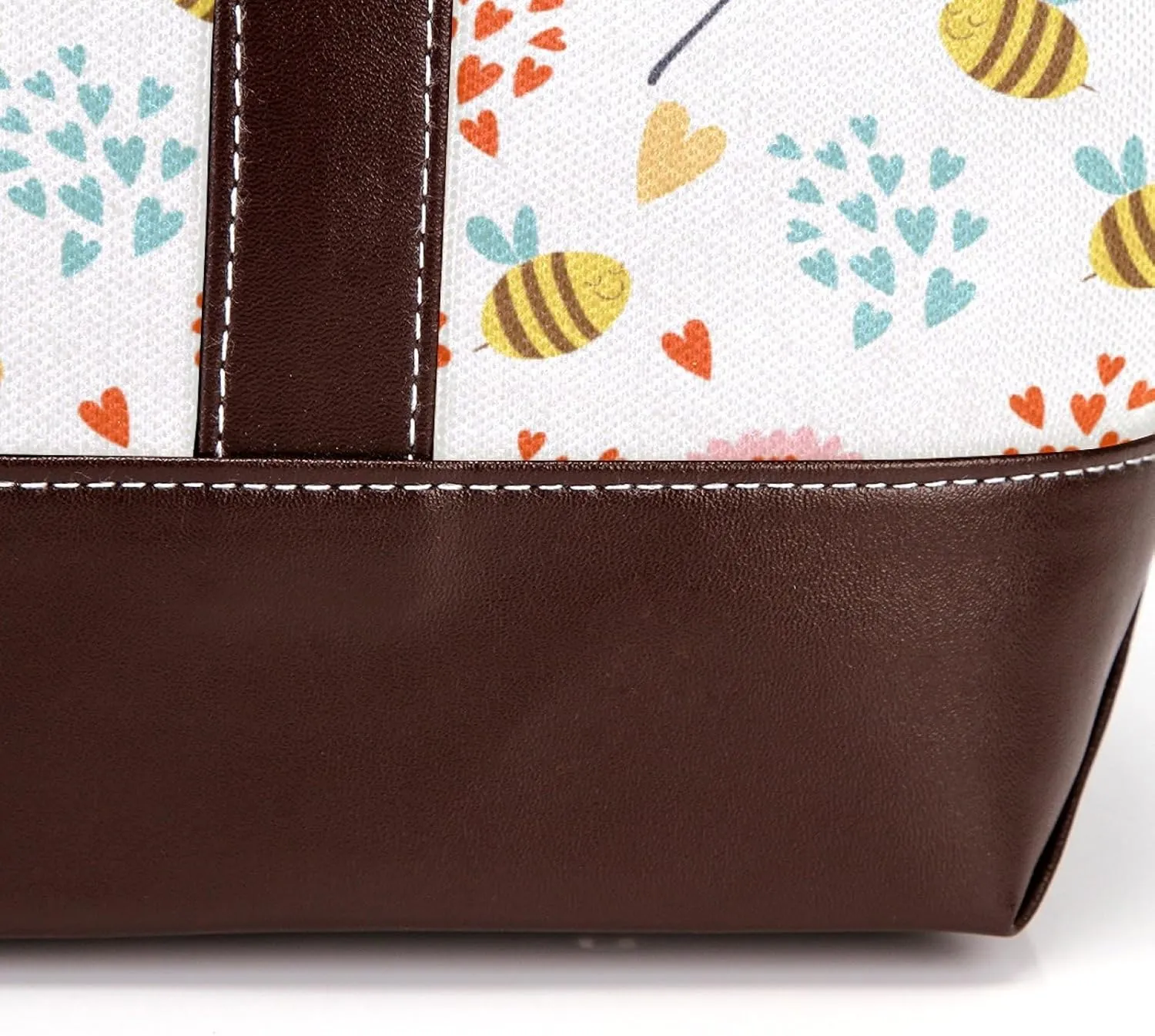 Cartoon Yellow Bee Flying Pattern Fashion Leather Purse Bag for Women Top Handle Ladies Shoulder Bags with Pockets Zipper