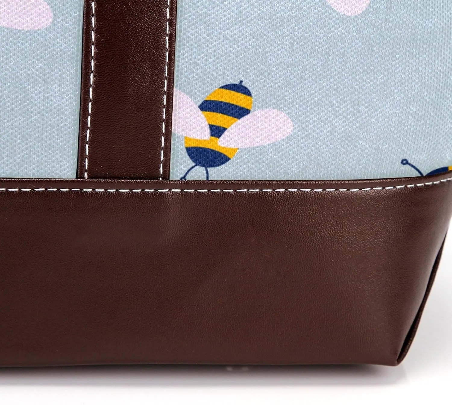 Cartoon Yellow Bee Flying Pattern Fashion Leather Purse Bag for Women Top Handle Ladies Shoulder Bags with Pockets Zipper