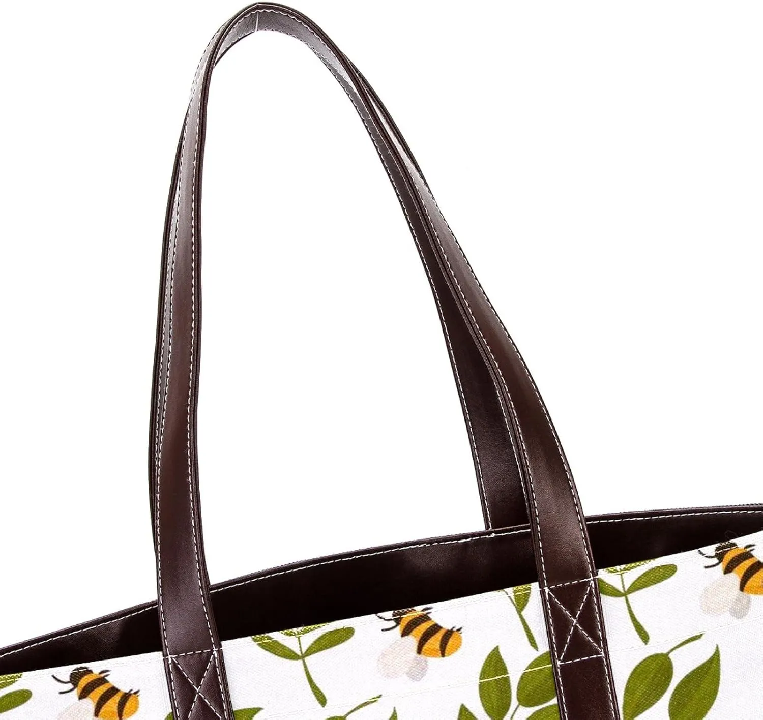 Cartoon Yellow Bee Flying Pattern Fashion Leather Purse Bag for Women Top Handle Ladies Shoulder Bags with Pockets Zipper