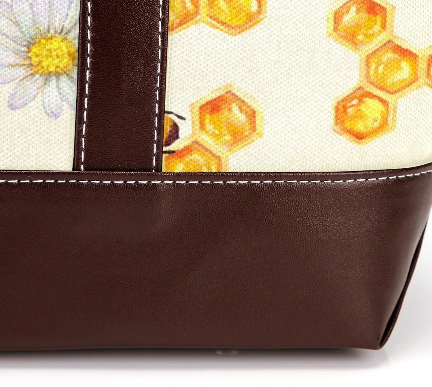 Cartoon Yellow Bee Flying Pattern Fashion Leather Purse Bag for Women Top Handle Ladies Shoulder Bags with Pockets Zipper