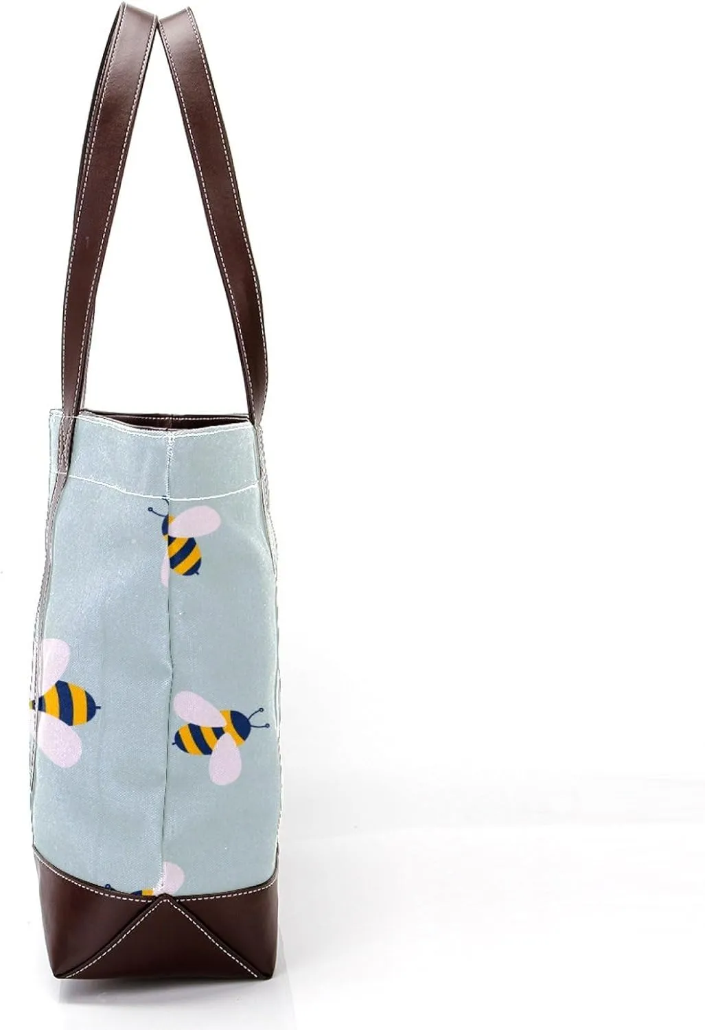Cartoon Yellow Bee Flying Pattern Fashion Leather Purse Bag for Women Top Handle Ladies Shoulder Bags with Pockets Zipper